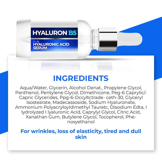Pure Hyaluronic Acid Serum for Face with Vitamin B5 Hydrating Serum for Skin