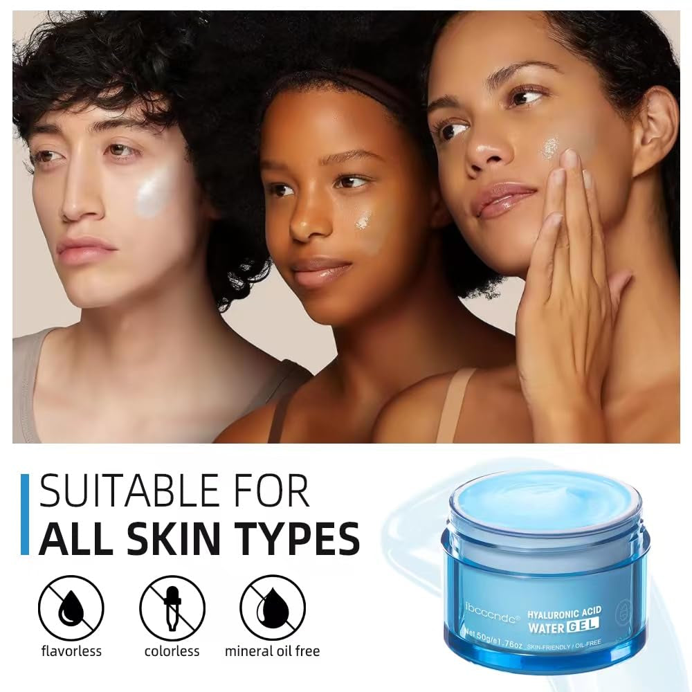 Hydro Boost Hyaluronic Acid Moisturizing Water Gel, Face Moisturizer for Oil Skin, Lightweight and Long Lasting Moisturizer-1.76Oz (Blue)