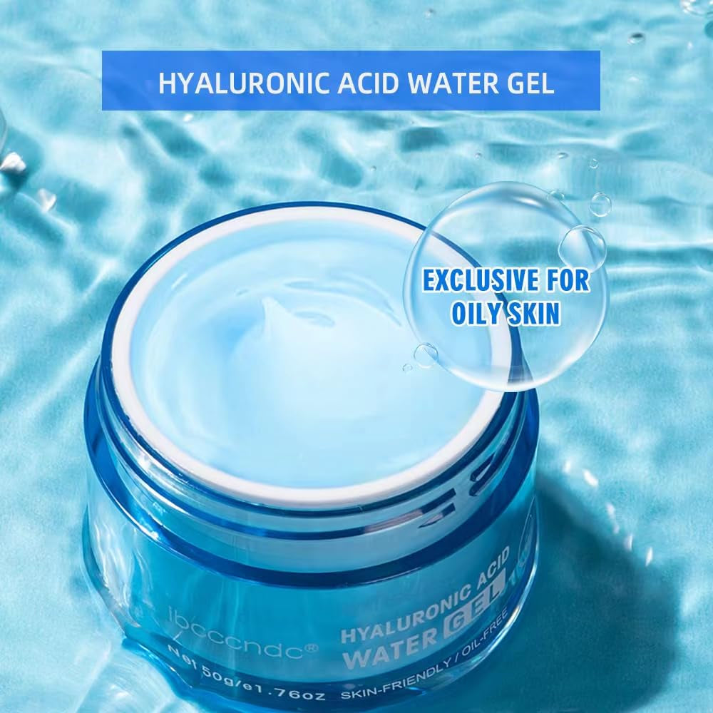 Hydro Boost Hyaluronic Acid Moisturizing Water Gel, Face Moisturizer for Oil Skin, Lightweight and Long Lasting Moisturizer-1.76Oz (Blue)