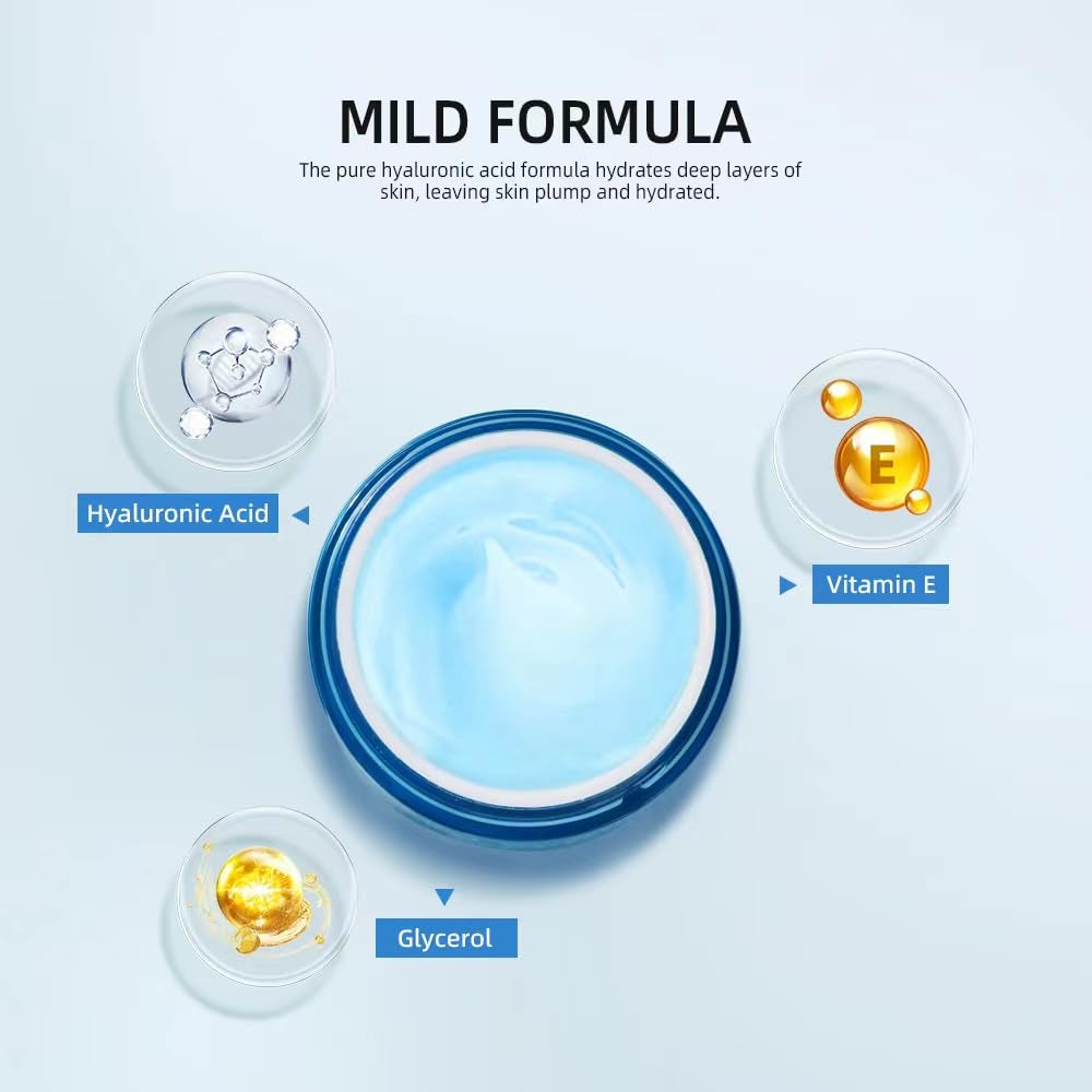 Hydro Boost Hyaluronic Acid Moisturizing Water Gel, Face Moisturizer for Oil Skin, Lightweight and Long Lasting Moisturizer-1.76Oz (Blue)