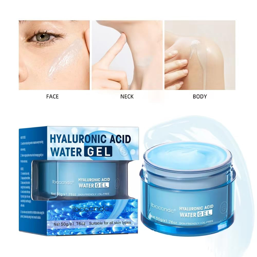 Hydro Boost Hyaluronic Acid Moisturizing Water Gel, Face Moisturizer for Oil Skin, Lightweight and Long Lasting Moisturizer-1.76Oz (Blue)